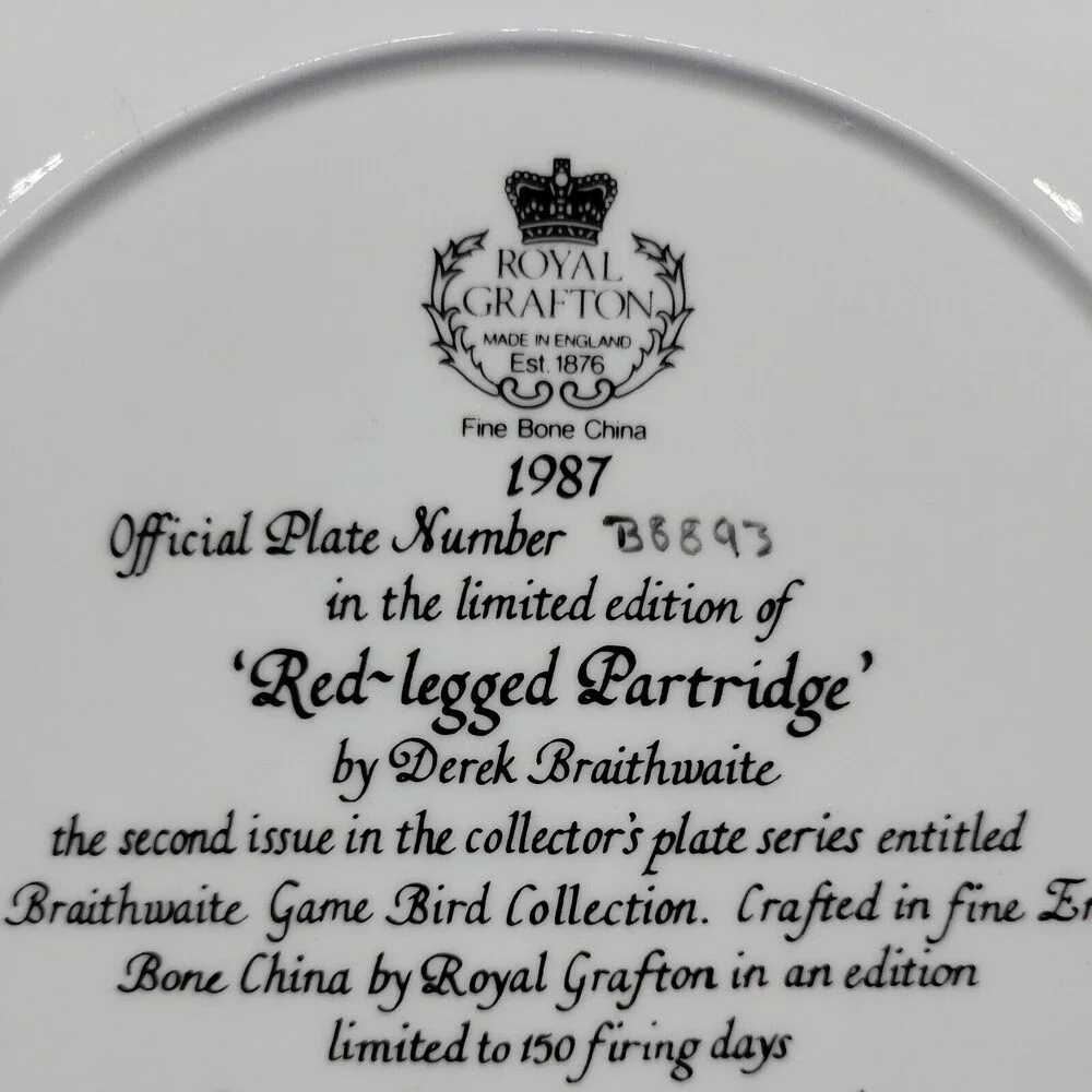 Royal Grafton Red Legged Partridge Collectible Plate 8.5